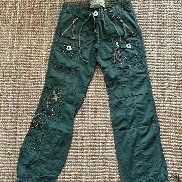 Miss Me Embroidered Green Cargo Pants - Picture 1 of 6